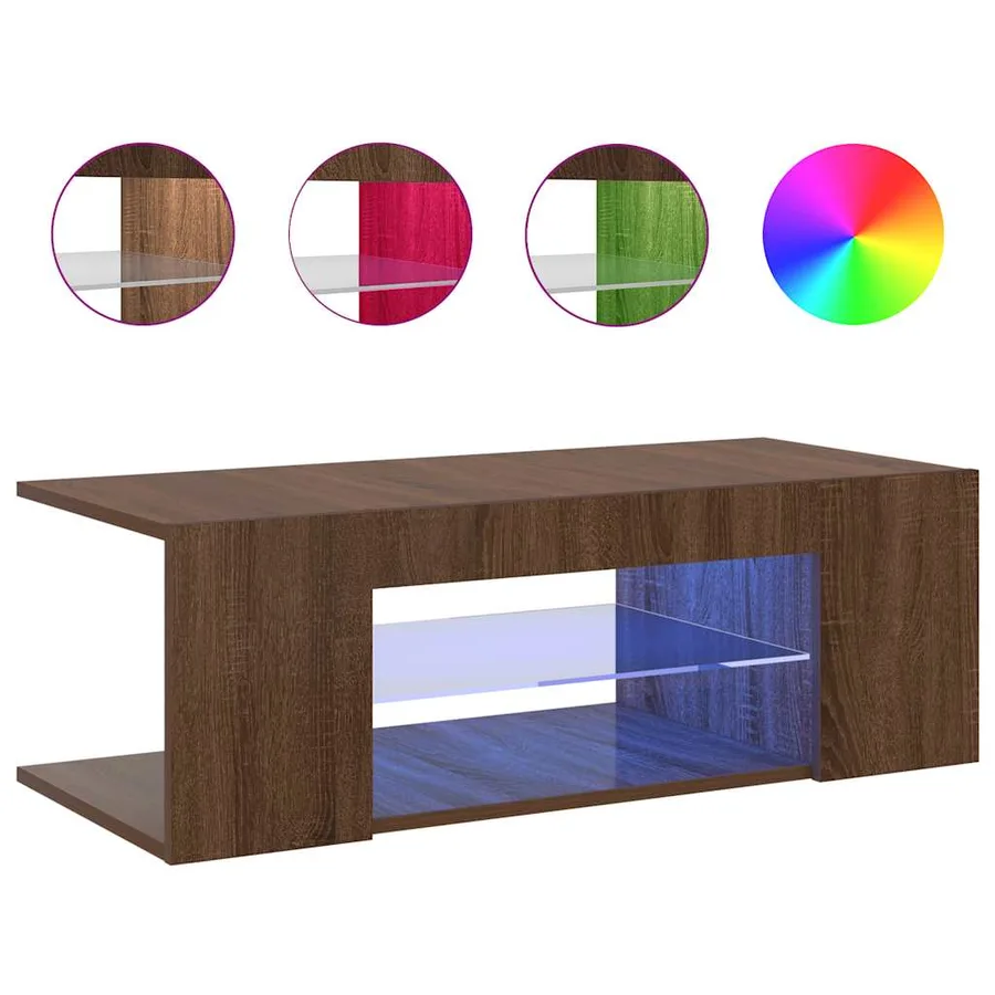 Meuble TV avec lumières LED Chêne marron 90x39x30 cm - 7