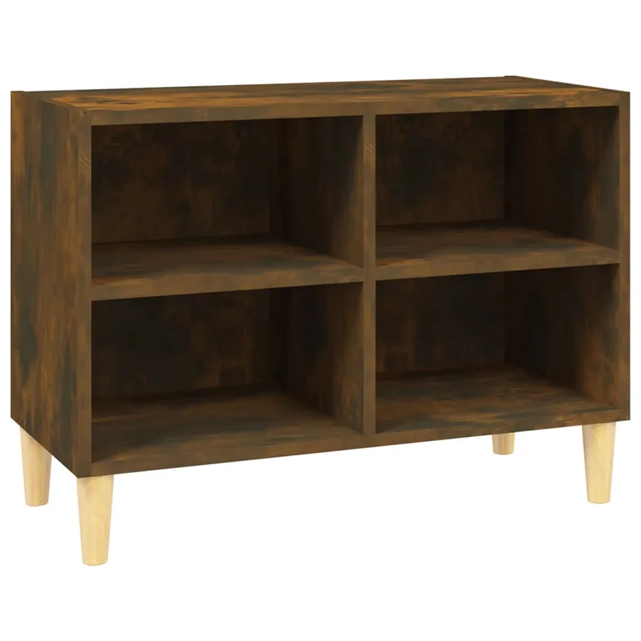 Meuble TV avec pieds en bois massif Chêne fumé 69,5x30x50 cm - 2