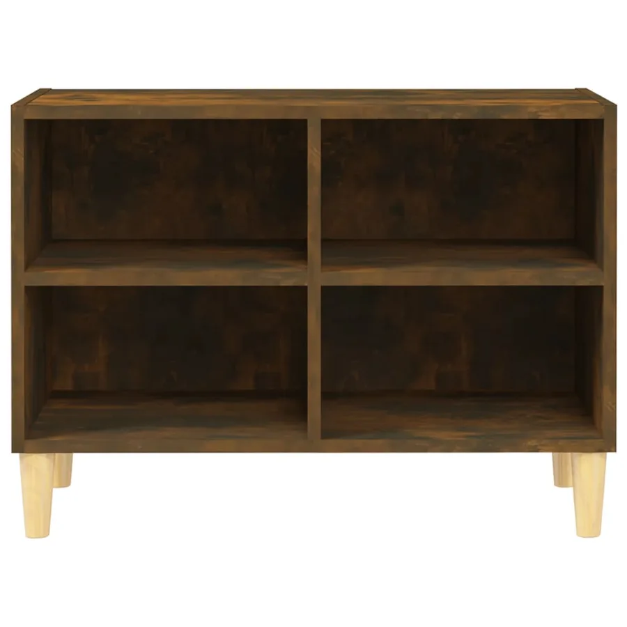 Meuble TV avec pieds en bois massif Chêne fumé 69,5x30x50 cm - 3