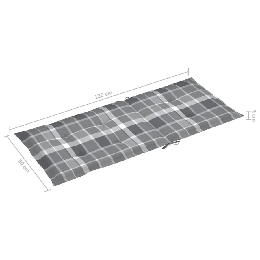 Chaises de jardin lot de 6 et coussins carreaux gris Bois teck - 10