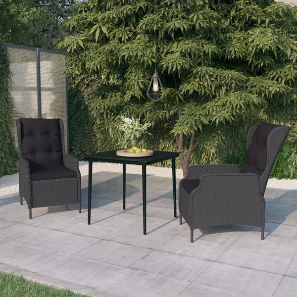 Ensemble à manger de jardin 3 pcs Gris foncé