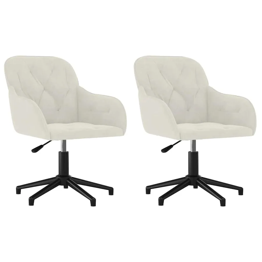 Chaises pivotantes à manger lot de 2 Crème Velours - 2
