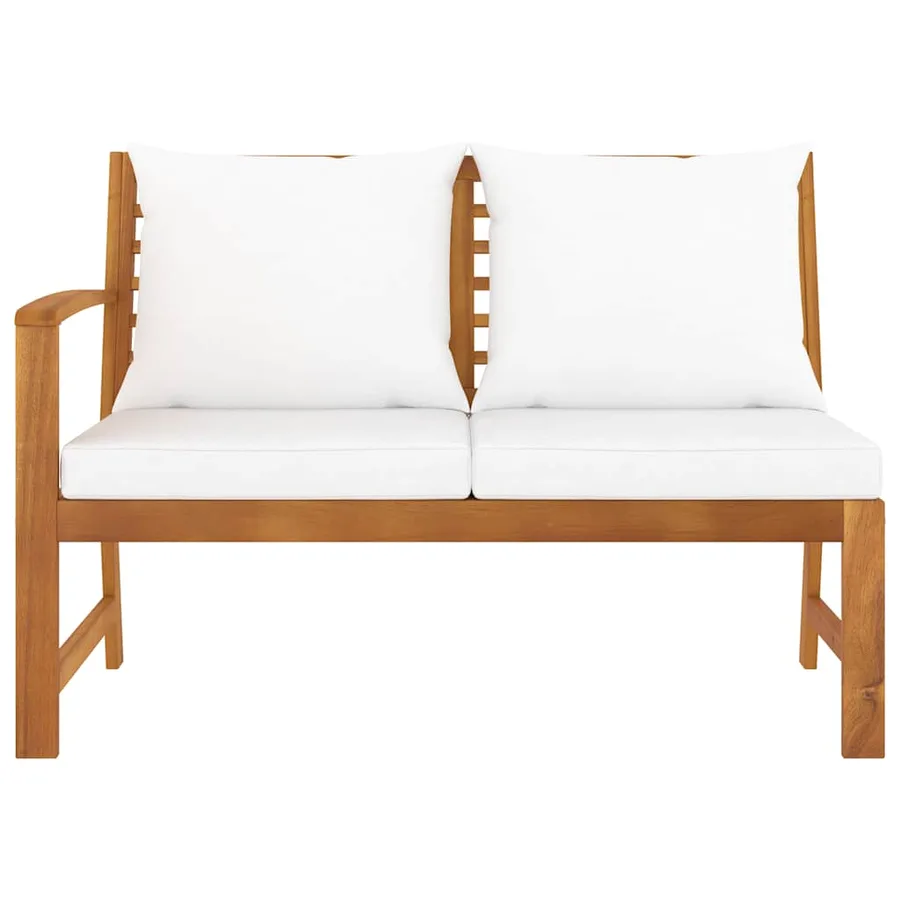 Banc de jardin 114,5 cm avec coussin crème Bois solide d'acacia - 3