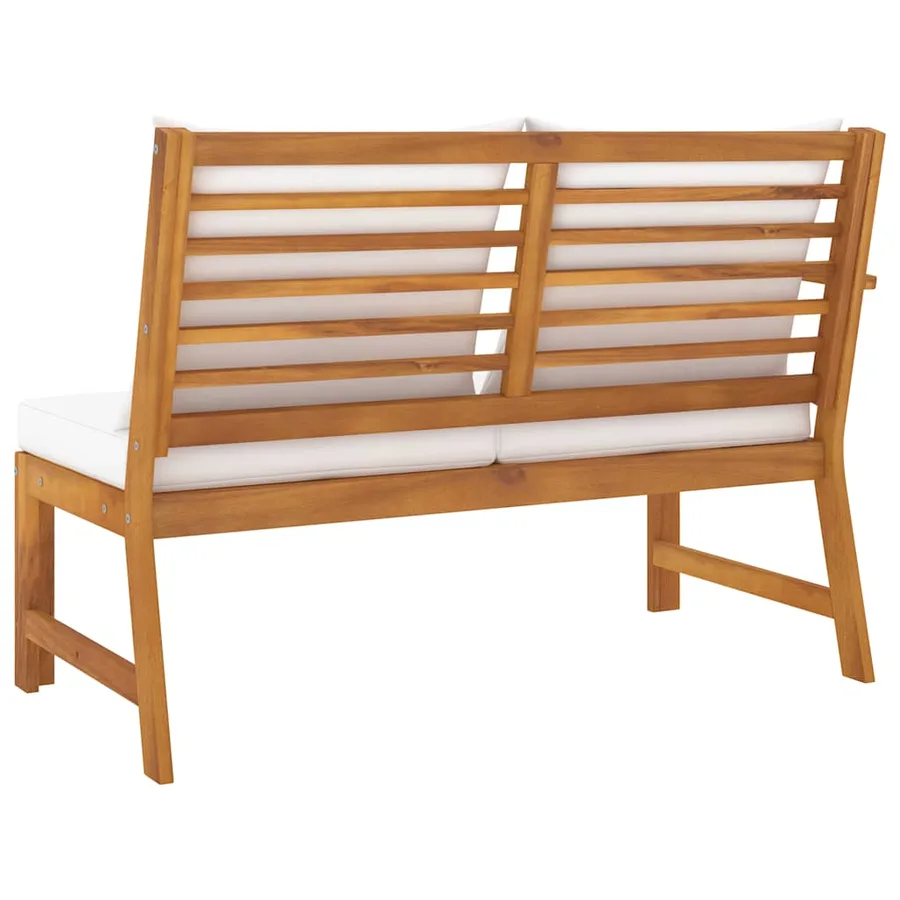 Banc de jardin 114,5 cm avec coussin crème Bois solide d'acacia - 5