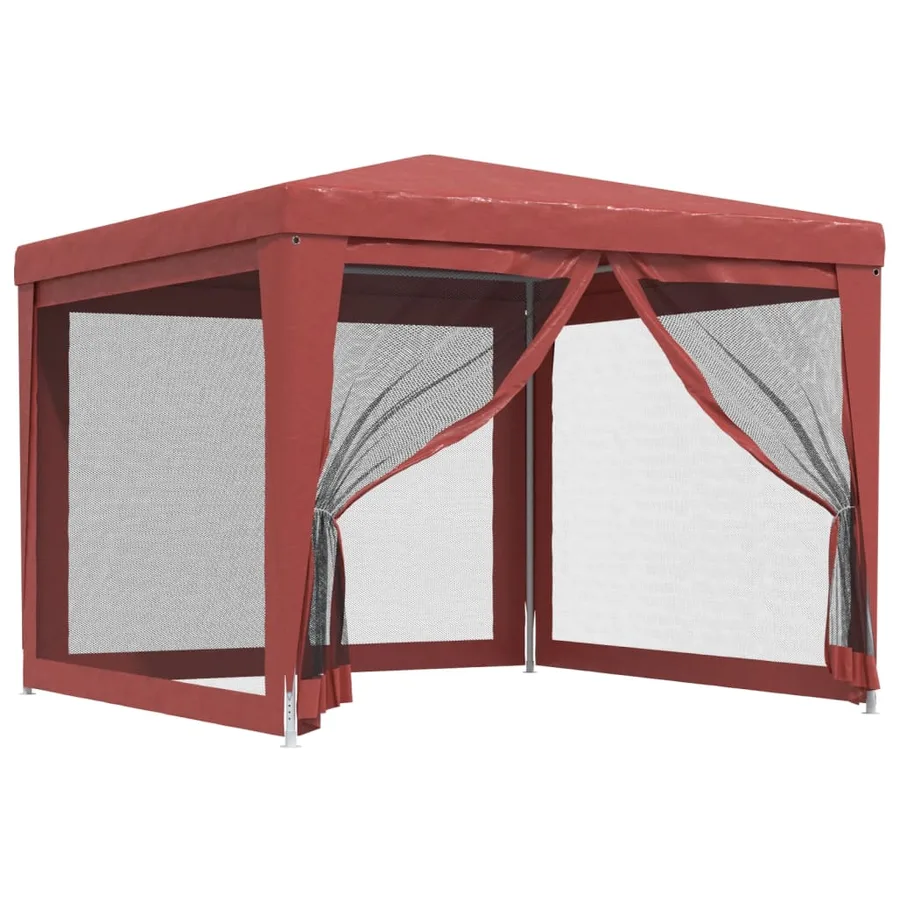 Tente de fête avec 4 parois latérales en maille Rouge 3x3m PEHD - 2
