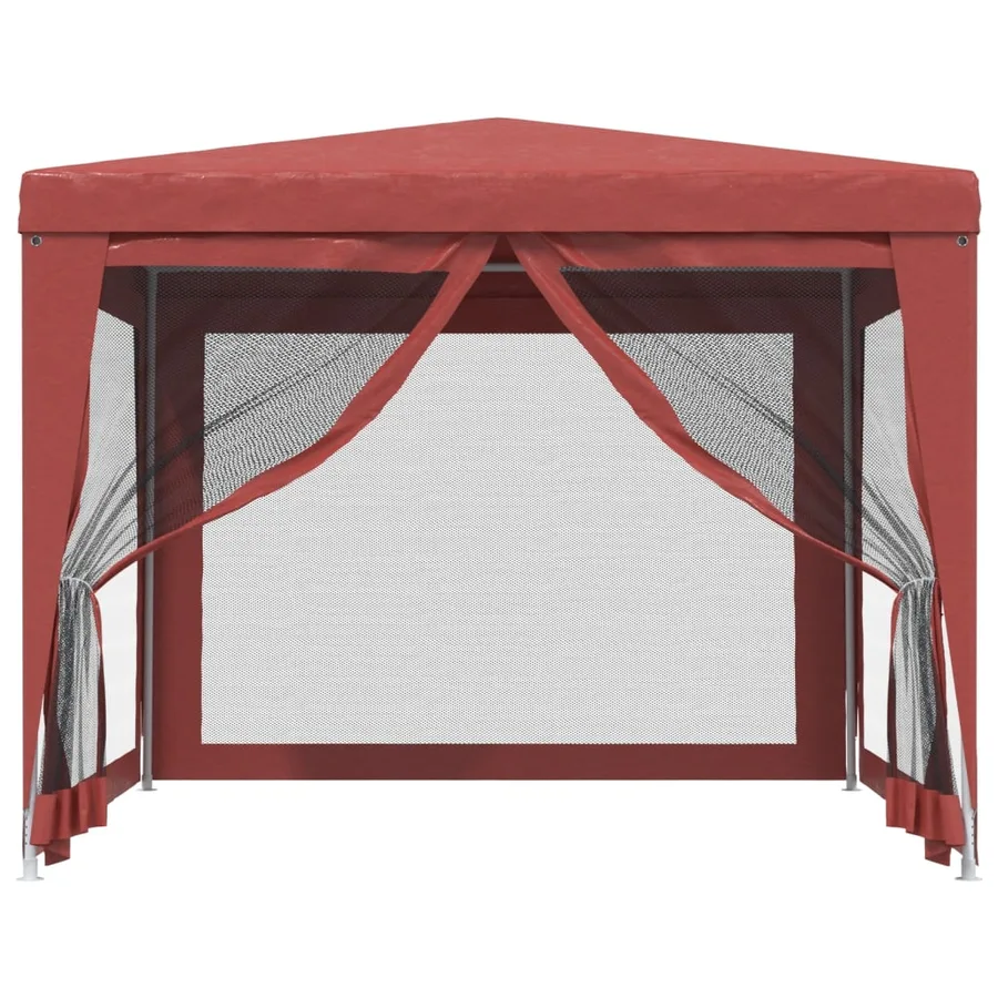 Tente de fête avec 4 parois latérales en maille Rouge 3x3m PEHD - 3