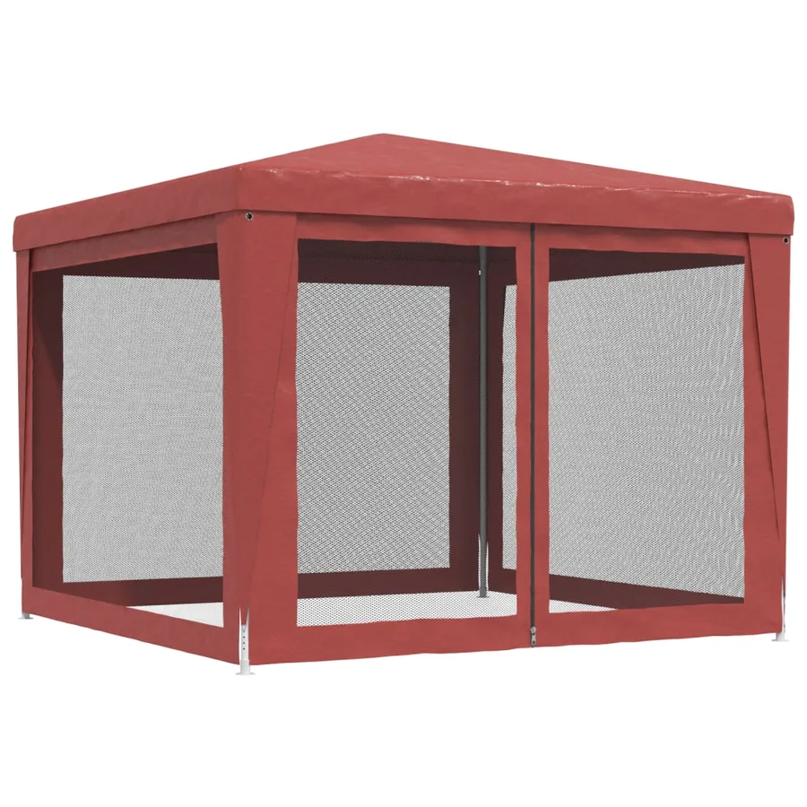 Tente de fête avec 4 parois latérales en maille Rouge 3x3m PEHD - 5