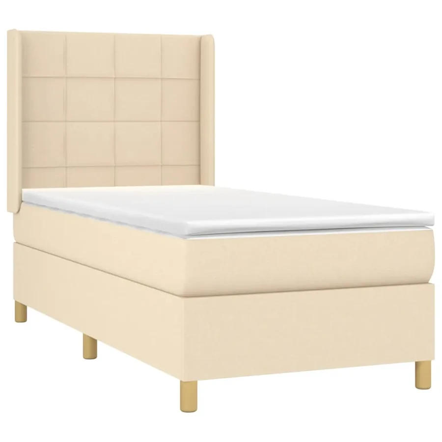 Sommier à lattes de lit matelas et LED Crème 100x200 cm Tissu - 4