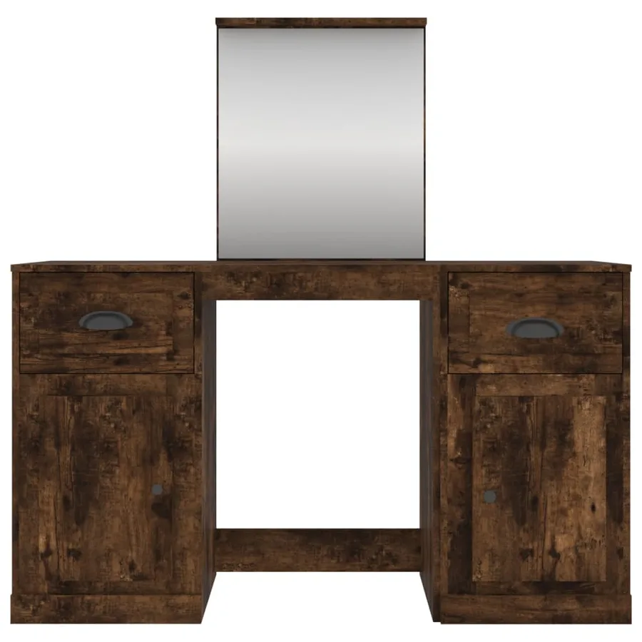 Coiffeuse avec miroir chêne fumé 130x50x132,5 cm - 6