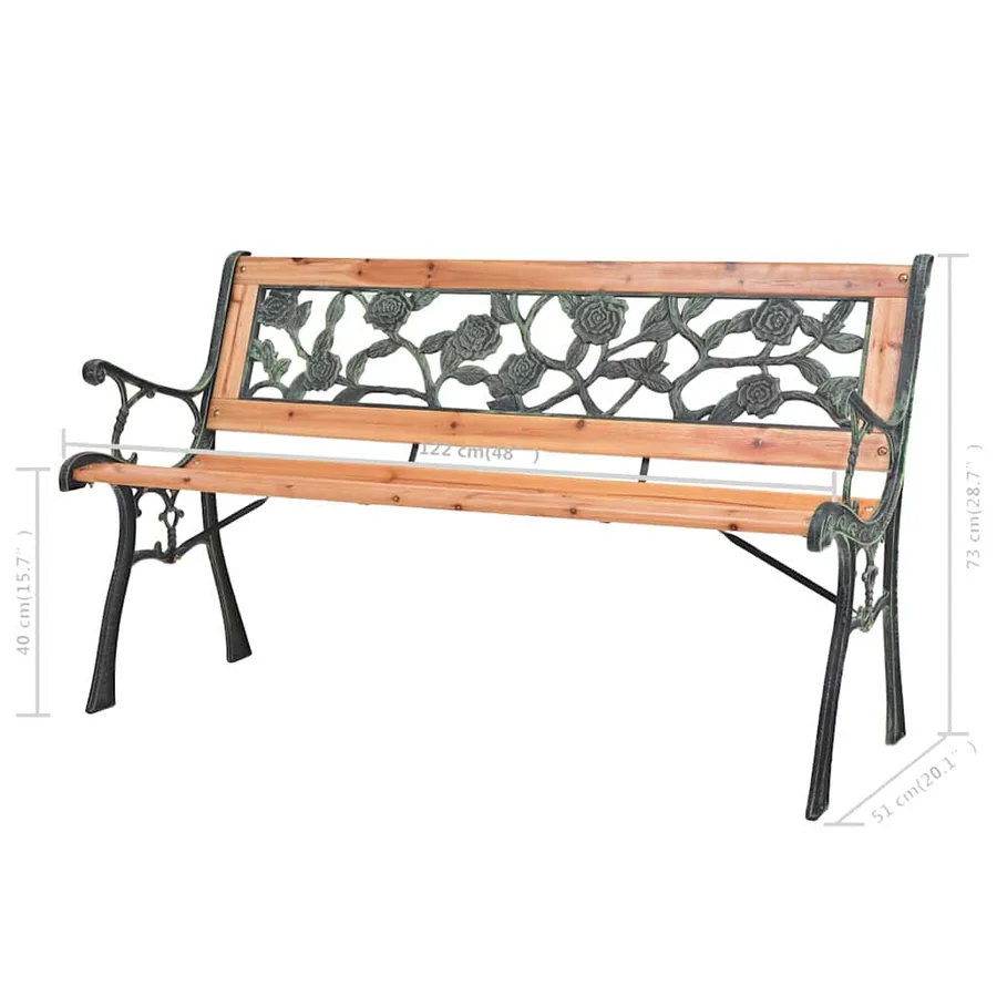 Banc de jardin 122 cm Bois - 7