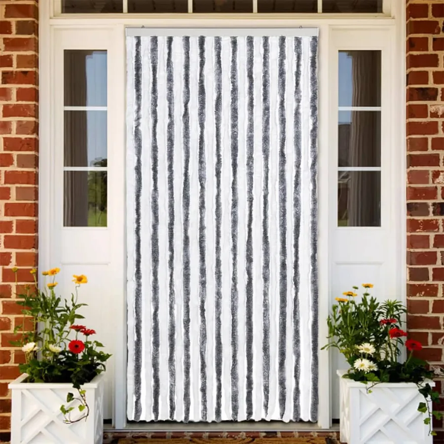 Moustiquaire Gris et blanc 100x220 cm Chenille