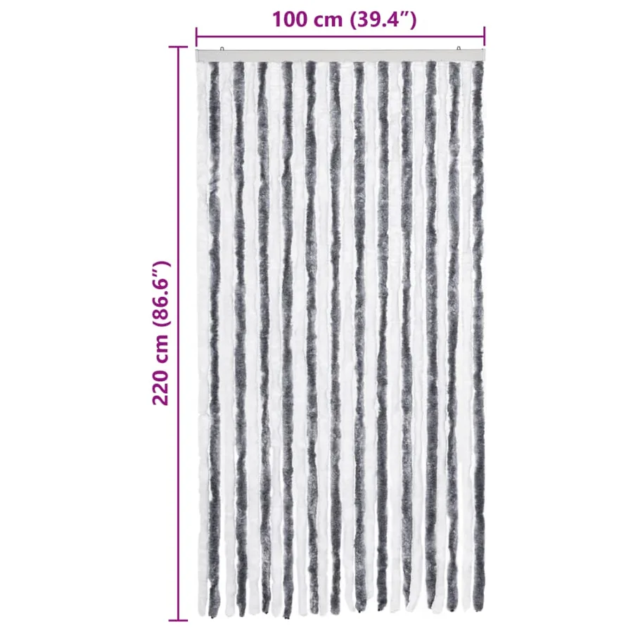 Moustiquaire Gris et blanc 100x220 cm Chenille - 7