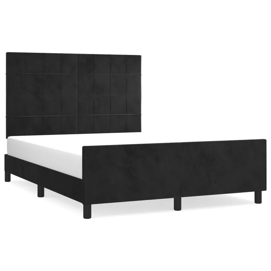 Cadre de lit sans matelas noir 140x190 cm velours - 2