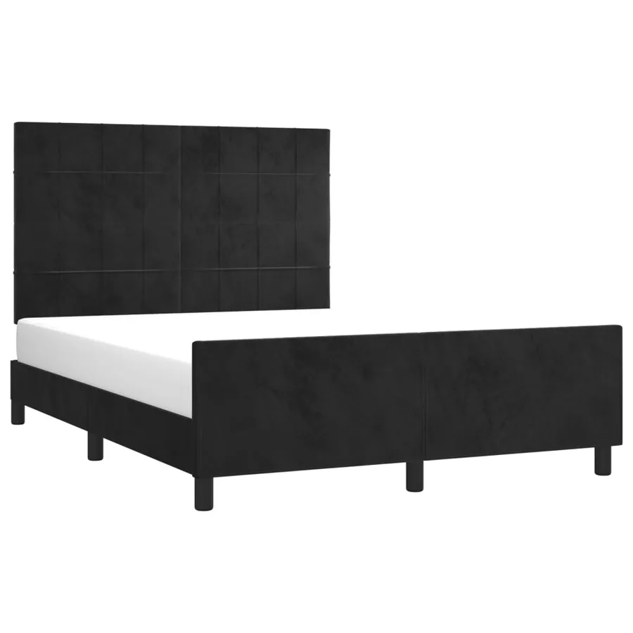Cadre de lit sans matelas noir 140x190 cm velours - 3