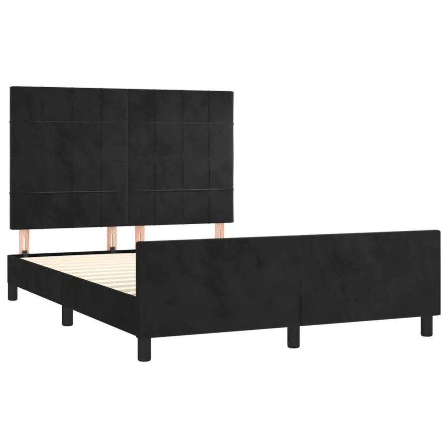 Cadre de lit sans matelas noir 140x190 cm velours - 4