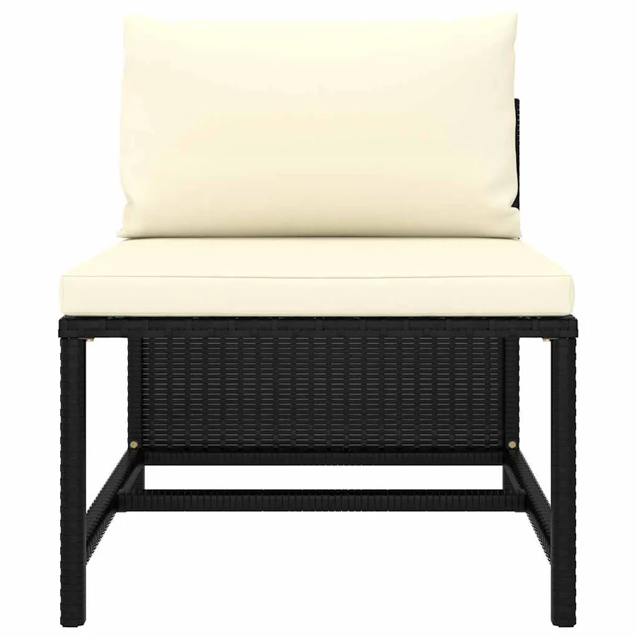 Salon de jardin 6 pcs avec coussins Résine tressée Noir - 13