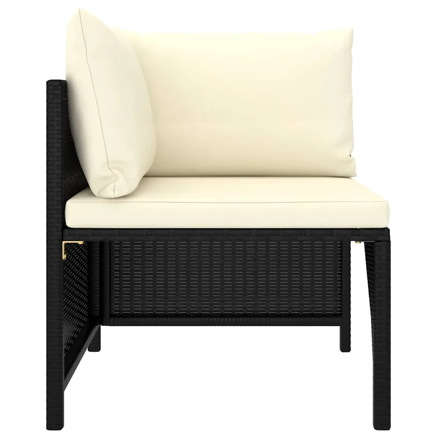 Salon de jardin 6 pcs avec coussins Résine tressée Noir - 4