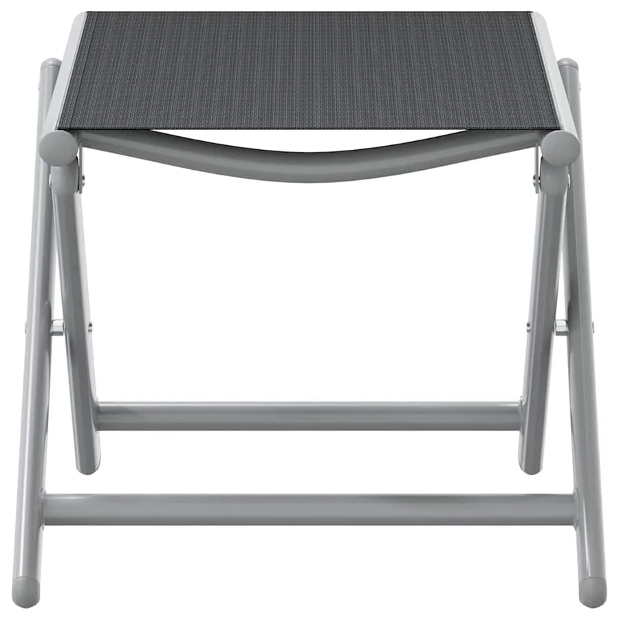 Repose-pied pliable noir et argenté textilène et aluminium - 3