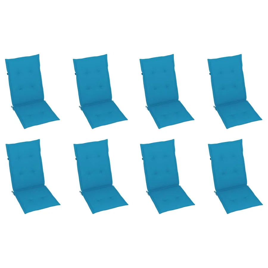 Chaises inclinables de jardin et coussins lot de 8 Teck solide - 5