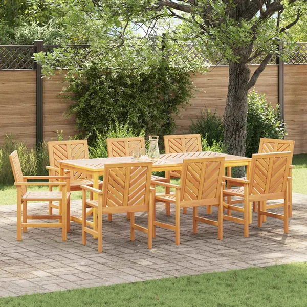 Ensemble de salle à manger pour jardin 9 pc Marron