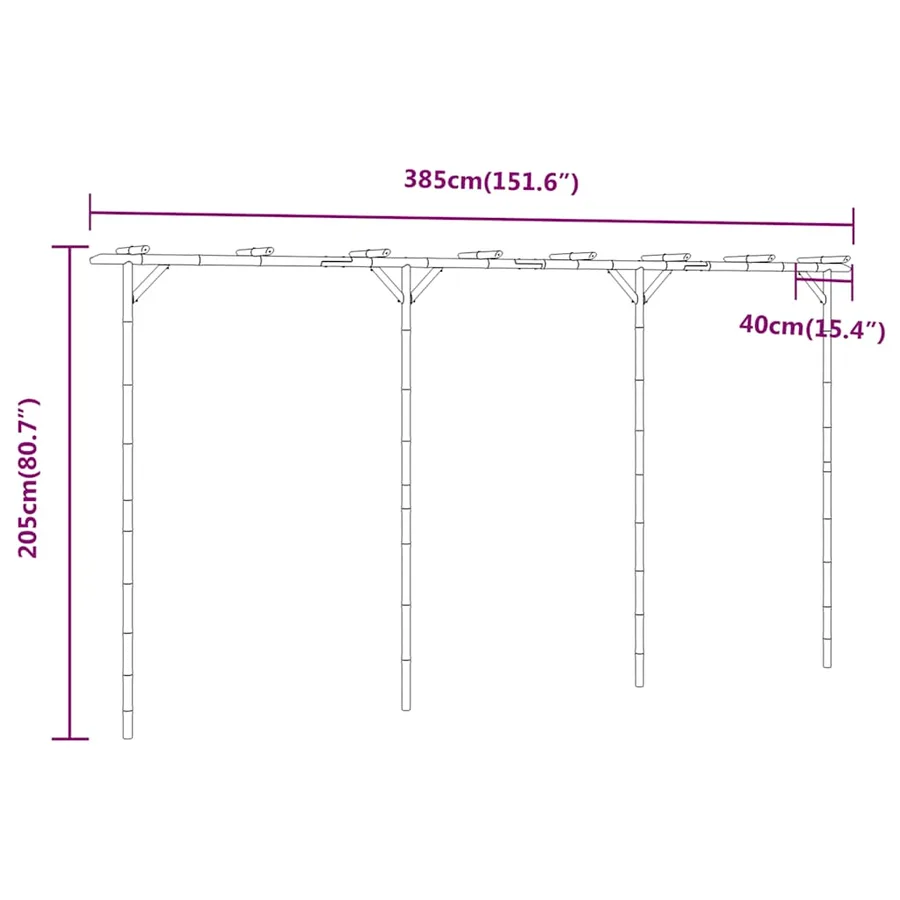 Pergola Bambou 385x40x205 cm - 7