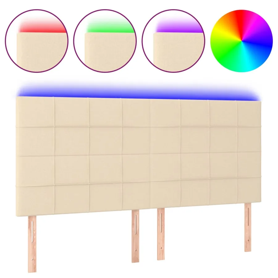 Tête de lit à LED Crème 200x5x118/128 cm Tissu - 2