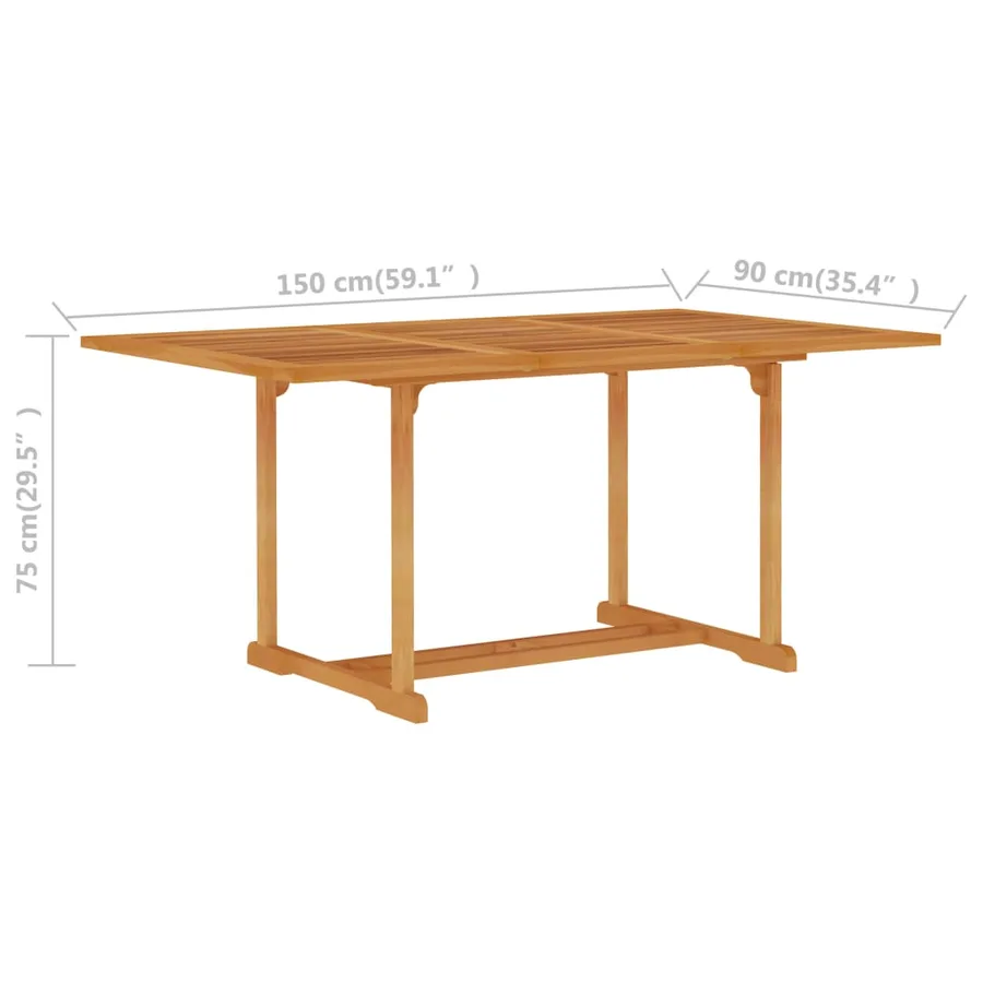 Table de jardin 150x90x75 cm Bois de teck massif - 6