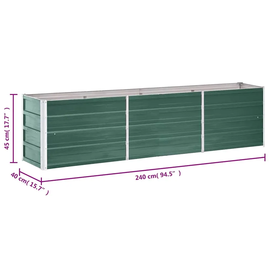 Lit surélevé de jardin Acier galvanisé 240x40x45 cm Vert - 8