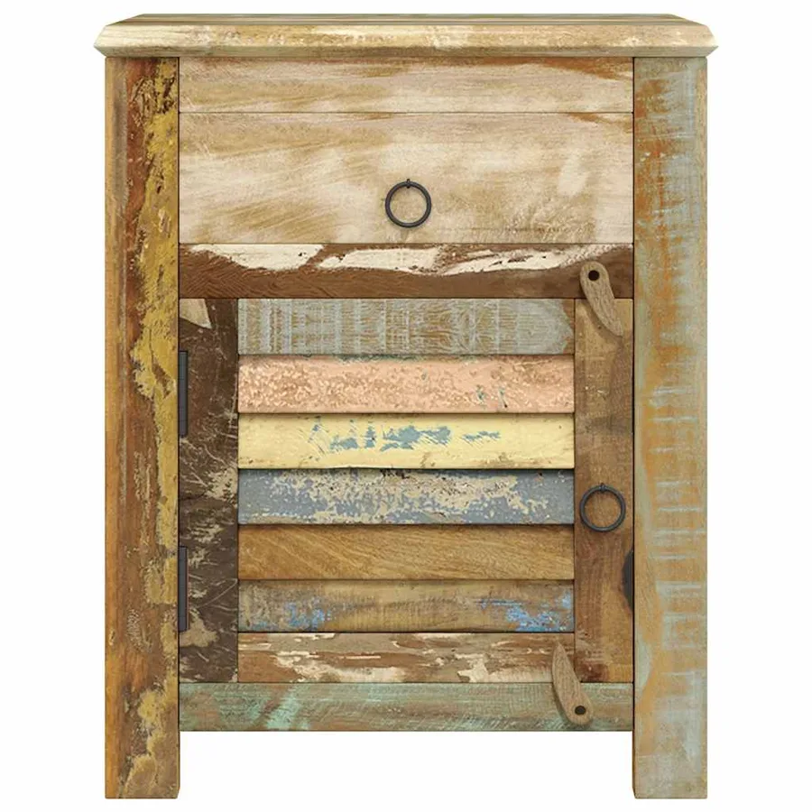 Table de coin avec 1 tiroir et 1 porte Bois de récupération - 5