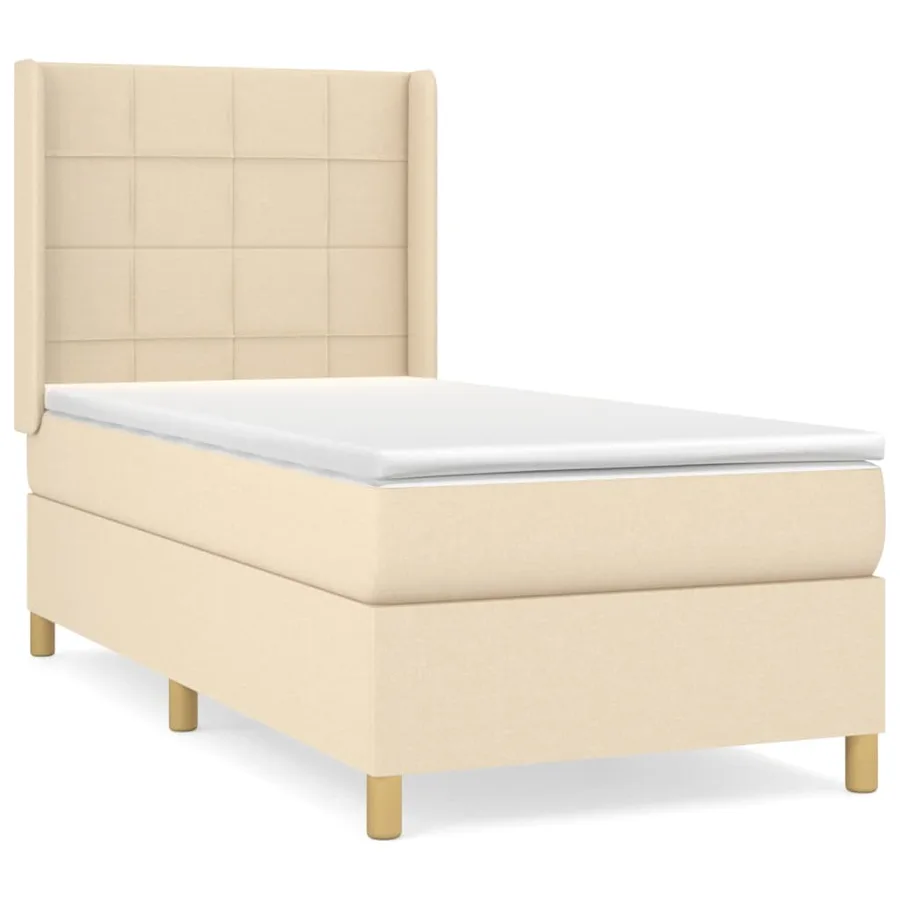 Sommier à lattes de lit avec matelas Crème 100x200 cm Tissu - 2
