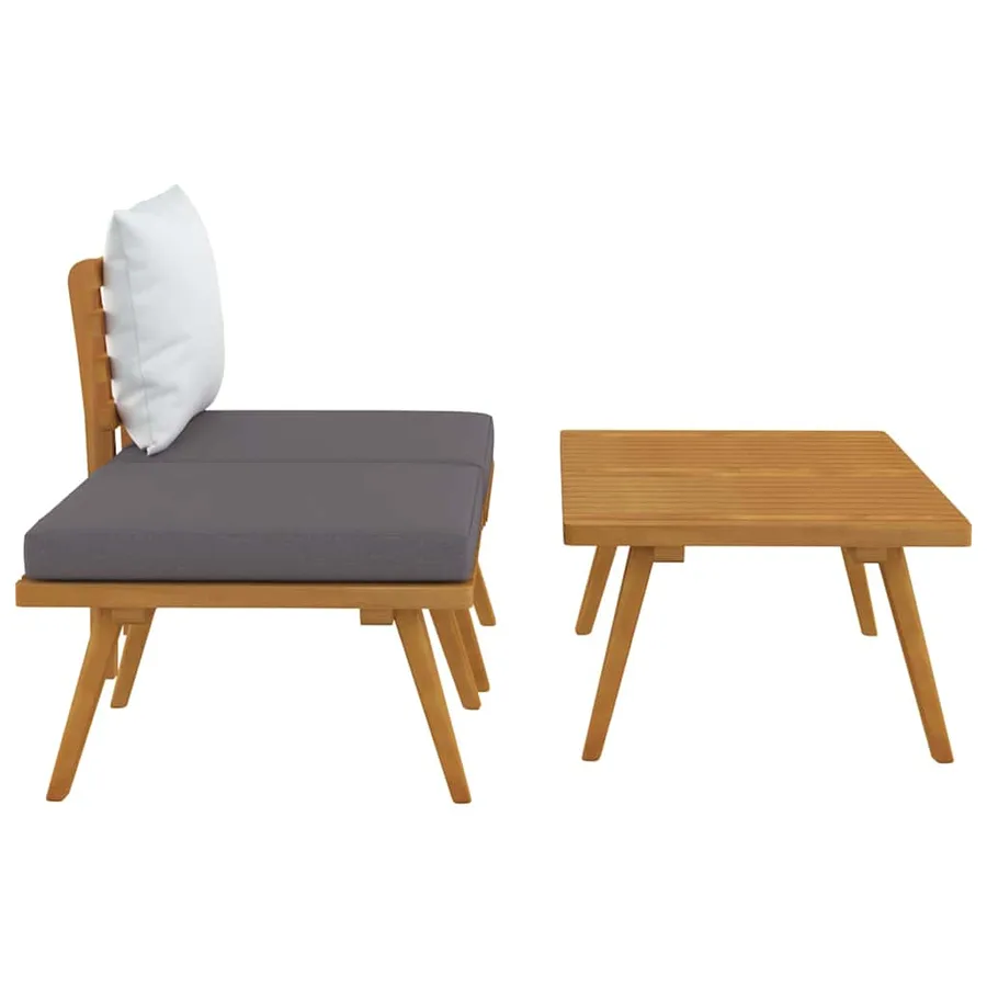 Salon de jardin 3 pcs avec coussins Bois d'acacia massif - 5