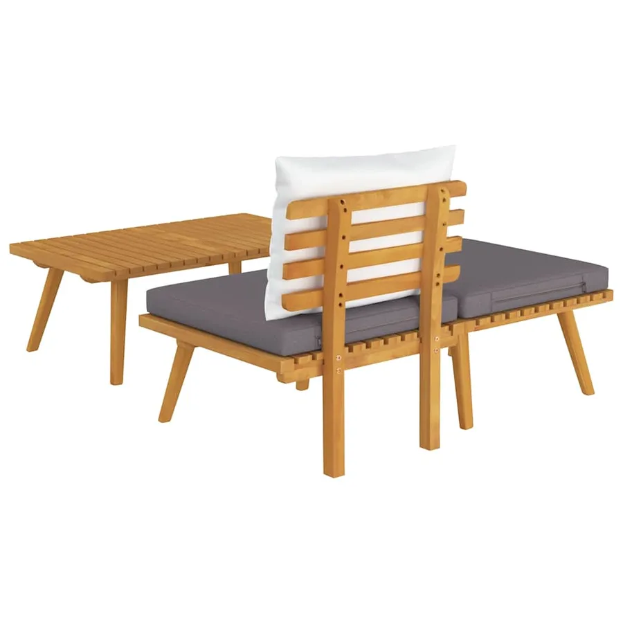 Salon de jardin 3 pcs avec coussins Bois d'acacia massif - 6