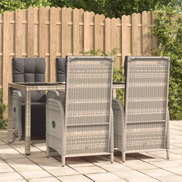 Ensemble à manger de jardin 5 pcs coussins gris résine tressée