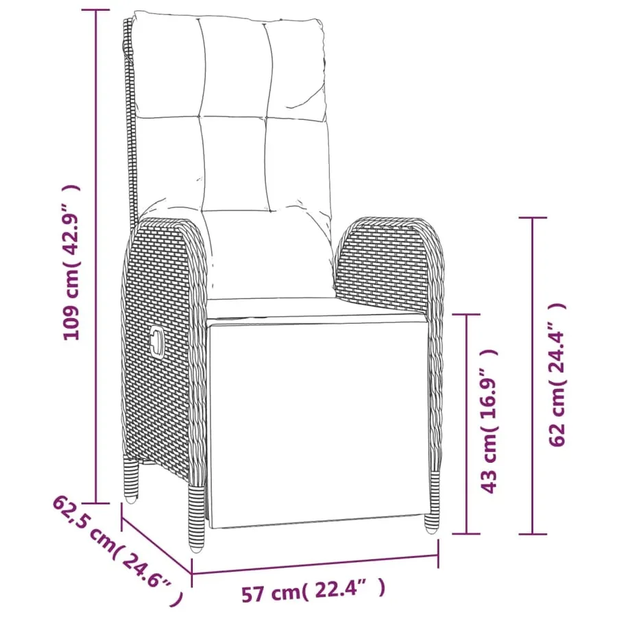 Ensemble à manger de jardin 5 pcs coussins gris résine tressée - 10