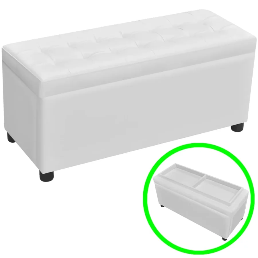 Pouf de rangement Cuir synthétique Blanc