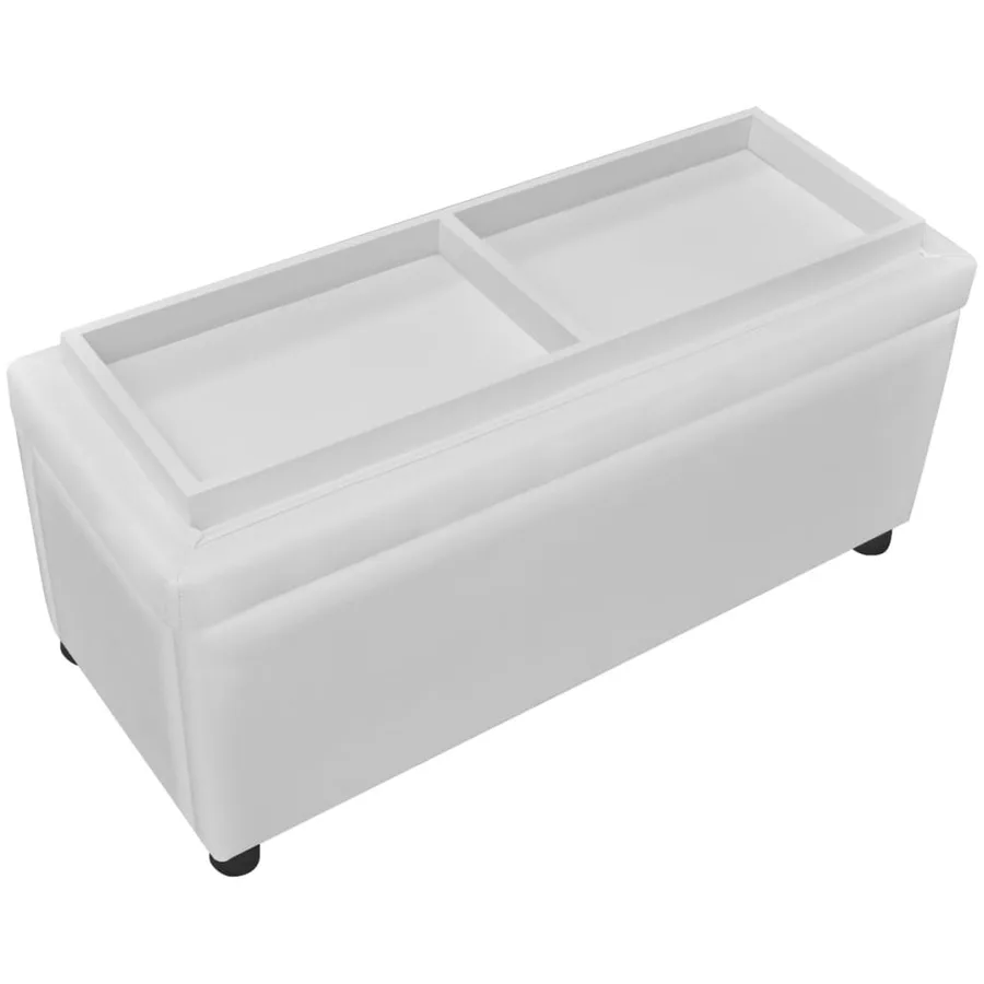 Pouf de rangement Cuir synthétique Blanc - 7