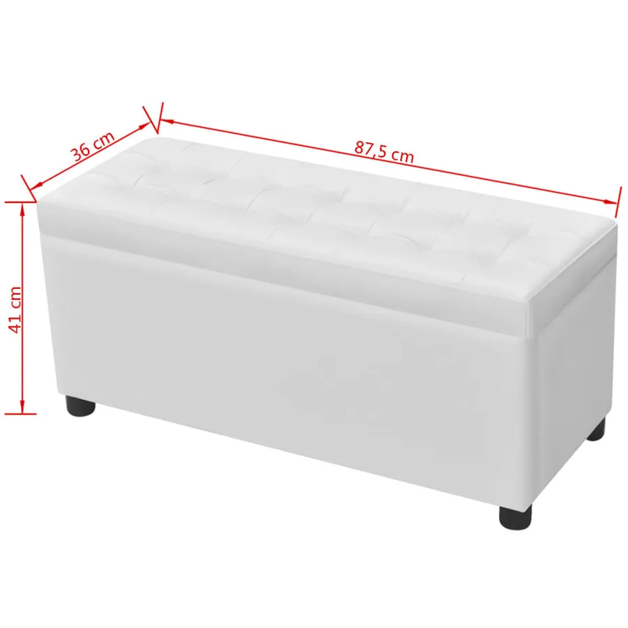Pouf de rangement Cuir synthétique Blanc - 9