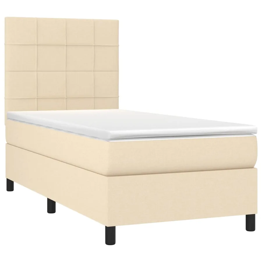 Sommier à lattes de lit et matelas et LED Crème 100x200cm Tissu - 3