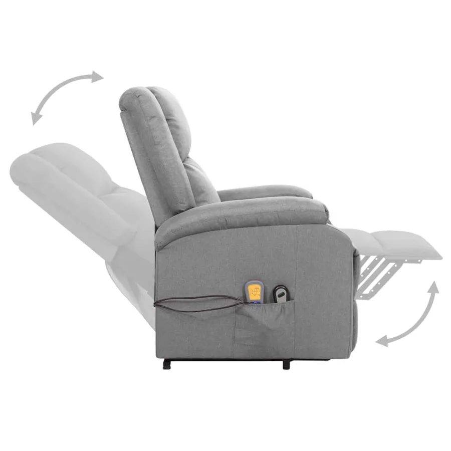 Fauteuil de massage inclinable Gris clair Tissu - 5
