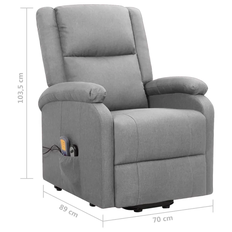 Fauteuil de massage inclinable Gris clair Tissu - 8