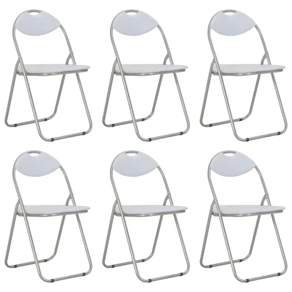 Chaises pliantes à manger lot de 6 blanc similicuir