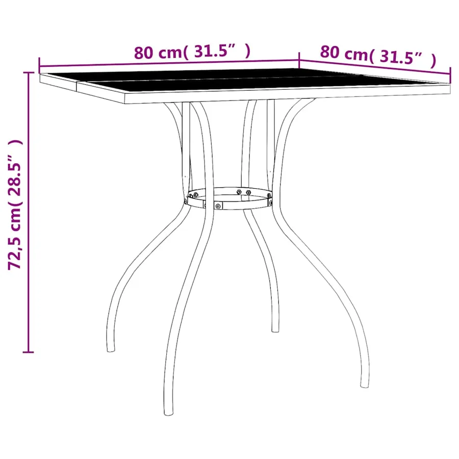 Table de jardin anthracite 80x80x72,5 cm Treillis d'acier - 6