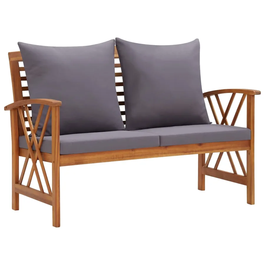Salon de jardin 3 pcs avec coussins Bois d'acacia massif - 4