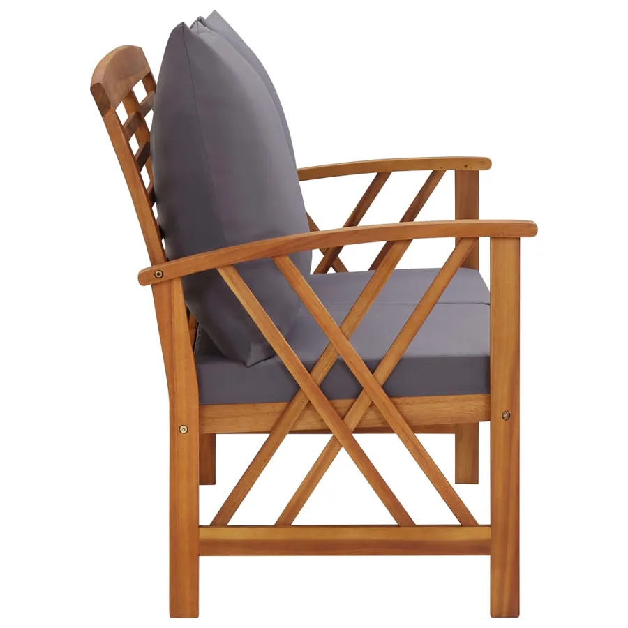 Salon de jardin 3 pcs avec coussins Bois d'acacia massif - 5