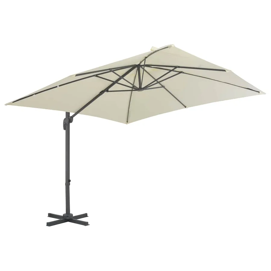 Parasol de jardin déporté avec mât en aluminium 300 x 300 cm Sable - 2