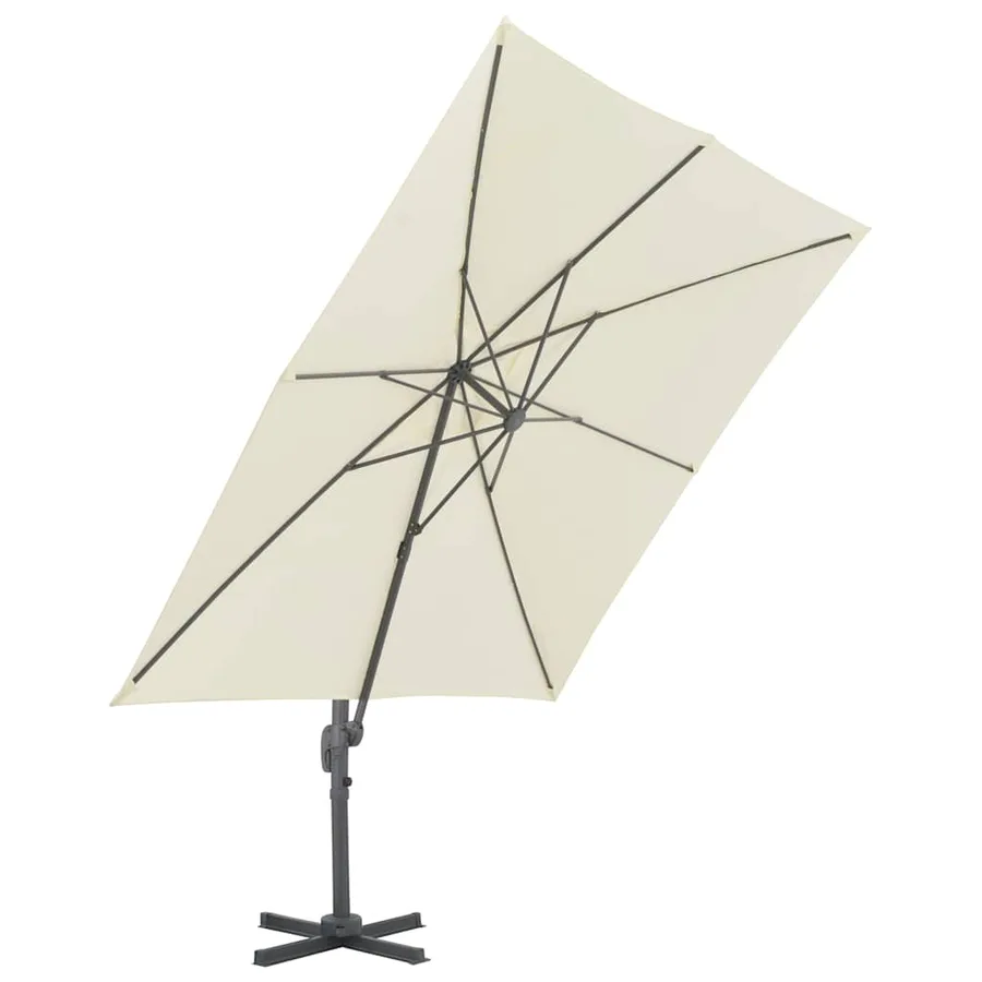 Parasol de jardin déporté avec mât en aluminium 300 x 300 cm Sable - 3