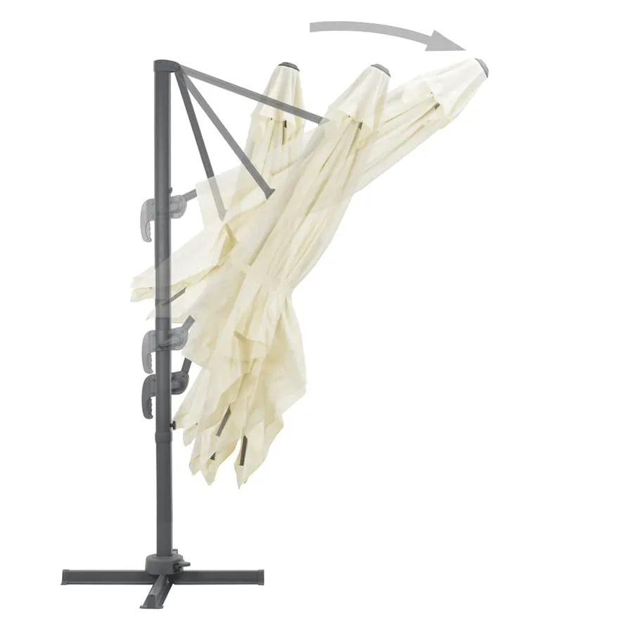 Parasol de jardin déporté avec mât en aluminium 300 x 300 cm Sable - 4