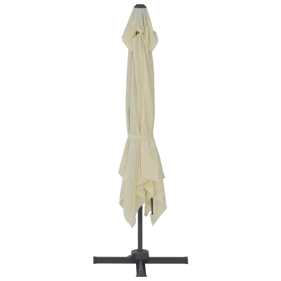 Parasol de jardin déporté avec mât en aluminium 300 x 300 cm Sable - 5