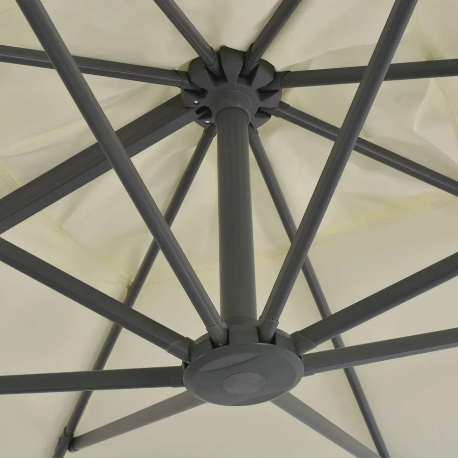 Parasol de jardin déporté avec mât en aluminium 300 x 300 cm Sable - 6