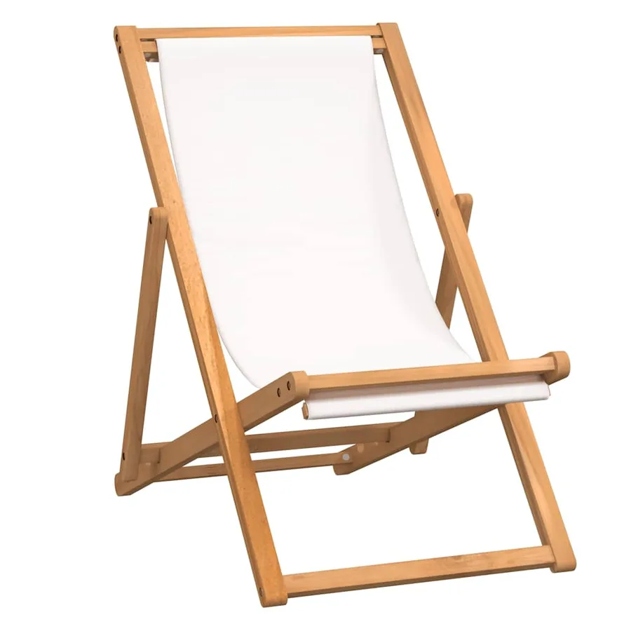 Chaise de terrasse Teck 56x105x96 cm Couleur crème - 2